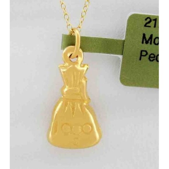 Money Sack Pendant Necklace 21k Yellow Gold